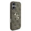 Dėklas „Guess“ PU 4G metalinis logotipo dirželis, skirtas „Apple iPhone 17“ rudos spalvos