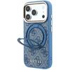 Guess PU 4G Ring Stand MagSafe dėklas skirtas iPhone 18 Pro Max Mėlyna