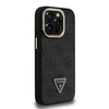 Guess PU 4G Strass Triangle Logo Stand Camera Frame MagSafe dėklas skirtas Apple iPhone 15 Pro Max juodos spalvos