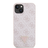 Guess PU 4G Strass Triangle Metal Logo dėklas skirtas Apple iPhone 15 rožinės spalvos