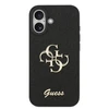 Guess PU Fixed Glitter 4G Metal Logo dėklas skirtas Apple iPhone 17 juodos spalvos