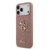 Guess PU Fixed Glitter 4G Metal Logo dėklas skirtas Apple iPhone 17 Pro Max rožinės spalvos