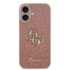 Guess PU Fixed Glitter 4G Metal Logo dėklas skirtas Apple iPhone 17 rožinės spalvos