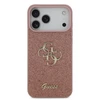 Guess PU Fixed Glitter 4G Metal Logo dėklas skirtas Apple iPhone 17 Pro Max rožinės spalvos