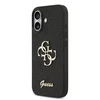 Guess PU Fixed Glitter 4G Metal Logo dėklas skirtas Apple iPhone 17 juodos spalvos