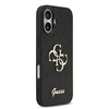 Guess PU Fixed Glitter 4G Metal Logo dėklas skirtas Apple iPhone 17 juodos spalvos
