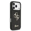 Guess PU Fixed Glitter 4G Metal Logo dėklas skirtas Apple iPhone 17 Pro juodos spalvos
