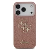 Guess PU Fixed Glitter 4G Metal Logo dėklas skirtas Apple iPhone 17 Pro rožinės spalvos