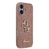 Guess PU Fixed Glitter 4G Metal Logo dėklas skirtas Apple iPhone 17 rožinės spalvos