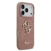 Guess PU Fixed Glitter 4G Metal Logo dėklas skirtas Apple iPhone 17 Pro rožinės spalvos