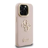 Guess PU Grained 4G Logo Stand Camera Frame dėklas skirtas Apple iPhone 15 Pro rožinės spalvos