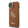 Guess PU Grained 4G Logo Stand Camera Frame dėklas skirtas Apple iPhone 13 rudos spalvos