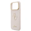 Guess PU Grained 4G Logo Stand Camera Frame dėklas skirtas Apple iPhone 17 Pro Max rožinės spalvos
