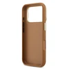 Guess PU Grained 4G Logo Stand Camera Frame dėklas skirtas Apple iPhone 17 Pro rudos spalvos