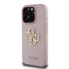Dėklas Guess PU Grained 4G Metal Logo dėkals tavo Apple iPhone 16 Pro rožinės spalvos