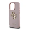 Dėklas Guess PU Grained 4G Metal Logo dėkals tavo Apple iPhone 16 Pro rožinės spalvos