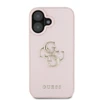 Guess Grained Big 4G Logo Small Classic Logo Apple iPhone 16 dėklas telefonui rožinės spalvos