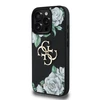 Guess PU Grained Roses 4G Metal Logo dėklas skirtas Apple iPhone 16 Pro juodos spalvos