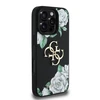Guess PU Grained Roses 4G Metal Logo dėklas skirtas Apple iPhone 16 Pro juodos spalvos