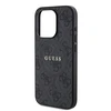 Dėklas Guess Apple iPhone 15 Pro 4G Collection Odinis Metalinis Logotipas MagSafe Juodas | ATSPĖK