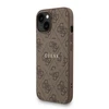 Guess PU Leather 4G Colored Ring Strap MagSafe dėklas skirtas Apple iPhone 15 rudos spalvos