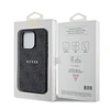 Dėklas Guess Apple iPhone 15 Pro 4G Collection Odinis Metalinis Logotipas MagSafe Juodas | ATSPĖK