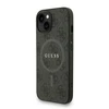Guess PU Leather 4G Colored Ring Strap MagSafe dėklas skirtas Apple iPhone 15 juodos spalvos