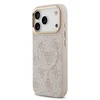 Guess PU Leather 4G Gold Frame MagSafe dėklas skirtas Apple iPhone 17 Pro rožinės spalvos