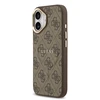 Guess PU Leather 4G Gold Frame MagSafe dėklas skirtas Apple iPhone 17 rudos spalvos
