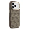 Guess PU Leather 4G Gold Frame MagSafe dėklas skirtas Apple iPhone 17 Pro rudos spalvos