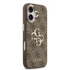 Guess PU Leather 4G Metal Logo Gold Frame dėklas skirtas Apple iPhone 17 rudos spalvos