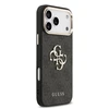 Guess PU Leather 4G Metal Logo Gold Frame dėklas skirtas Apple iPhone 17 Pro Max juodos spalvos