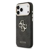 Guess PU Leather 4G Metal Logo Gold Frame dėklas skirtas Apple iPhone 17 Pro Max juodos spalvos