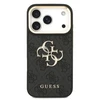 Guess PU Leather 4G Metal Logo Gold Frame dėklas skirtas Apple iPhone 17 Pro juodos spalvos