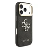 Guess PU Leather 4G Metal Logo Gold Frame dėklas skirtas Apple iPhone 17 Pro juodos spalvos
