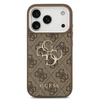 Guess PU Leather 4G Metal Logo Gold Frame dėklas skirtas Apple iPhone 17 Pro Max rudos spalvos