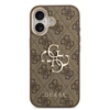 Guess PU Leather 4G Metal Logo Gold Frame dėklas skirtas Apple iPhone 17 rudos spalvos