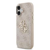 Guess PU Leather 4G Metal Logo Gold Frame dėklas skirtas Apple iPhone 17 rožinės spalvos