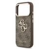 Guess PU Leather 4G Metal Logo Gold Frame dėklas skirtas Apple iPhone 17 Pro Max rudos spalvos