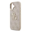 Guess PU Leather 4G Metal Logo Gold Frame dėklas skirtas Apple iPhone 17 rožinės spalvos