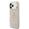 Guess PU Leather 4G Metal Logo Gold Frame dėklas skirtas Apple iPhone 17 Pro Max rožinės spalvos