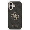 Guess PU Leather 4G Metal Logo Gold Frame dėklas skirtas Apple iPhone 17 juodos spalvos