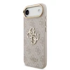 Guess PU Leather 4G Metal Logo Gold Frame dėklas skirtas Apple iPhone Air rožinės spalvos