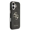 Guess PU Leather 4G Metal Logo Gold Frame dėklas skirtas Apple iPhone 17 juodos spalvos