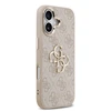 Guess PU Leather 4G Metal Logo Gold Frame dėklas skirtas Apple iPhone 17 rožinės spalvos