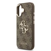 Guess PU Leather 4G Metal Logo Gold Frame dėklas skirtas Apple iPhone 17 rudos spalvos