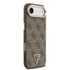 Guess PU Leather 4G Strass Triangle Logo Gold Frame MagSafe dėklas skirtas Apple iPhone Air rudos spalvos