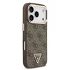 Guess PU Leather 4G Strass Triangle Logo Gold Frame MagSafe dėklas skirtas Apple iPhone 17 Pro rudos spalvos