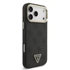 Guess PU Leather 4G Strass Triangle Logo Gold Frame MagSafe dėklas skirtas Apple iPhone 17 Pro Max juodos spalvos