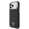 Guess PU Leather 4G Strass Triangle Logo Gold Frame MagSafe dėklas skirtas Apple iPhone 17 Pro Max juodos spalvos